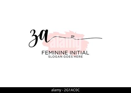 ZA Beauty Monogramm und elegantes Logo Design Handschrift Logo der ersten Unterschrift, Hochzeit, Mode, Blumen und botanische mit kreativen Vorlage. Stock Vektor