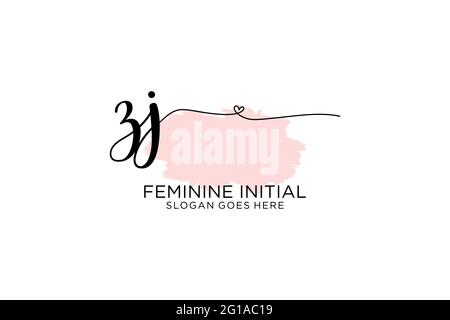 ZJ Beauty Monogramm und elegantes Logo Design Handschrift Logo der ersten Unterschrift, Hochzeit, Mode, Blumen und botanische mit kreativen Vorlage. Stock Vektor