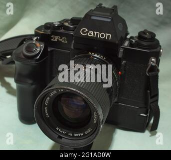 Canon F1Neuer AE-Sucher und -Wickler Stockfoto