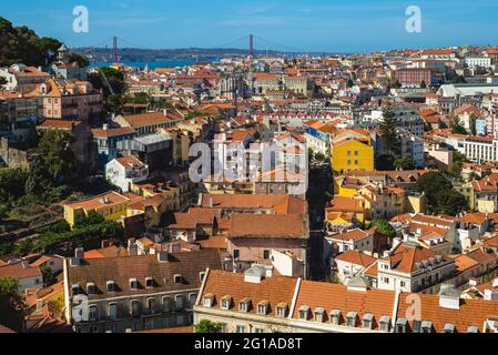 25. April Brücke und lissabon Skyline, die Hauptstadt von portugal Stockfoto