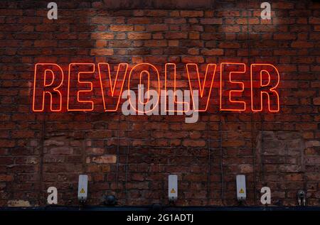 Revolver, eine Beatles-Themenbar am Temple Court im Cavern Quarter in Liverpool Stockfoto