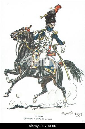 officier des Grenadiers à cheval de la Garde sous le 1er Empire Stockfoto