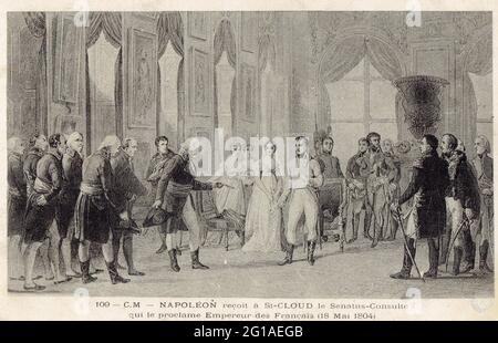 Napoléon reçoit à Saint Cloud le Sénatus Consulte qui le proclame Empereur des Français le 18 Mai 1804 Stockfoto