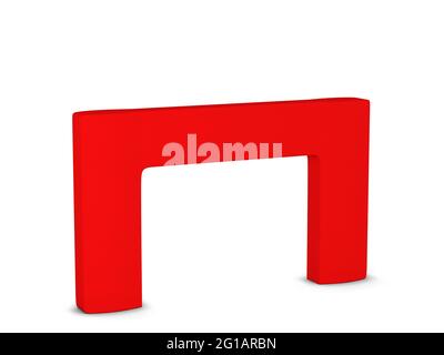 Leeres Event Arch Mockup. 3d-Illustration isoliert auf weißem Hintergrund. Eingang zum Messeeingang Stockfoto
