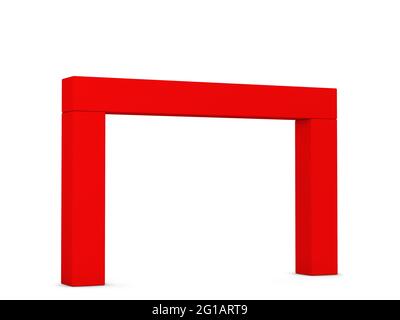 Leeres Event Arch Mockup. 3d-Illustration isoliert auf weißem Hintergrund. Eingang zum Messeeingang Stockfoto