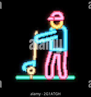 Mann spielt Golf Neon Glow Symbol Illustration Stock Vektor