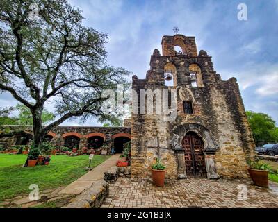 Mission Espada von vorne Stockfoto