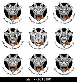 Nutztiere, Symbole festlegen. Kollektion von Silhouetten Stock Vektor