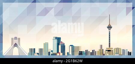 Tehran Skyline Vektor buntes Poster auf schönen dreieckigen Textur Hintergrund Stock Vektor