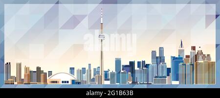 Toronto Skyline Vektor farbenfrohes Poster auf schönem dreieckigen Texturhintergrund Stock Vektor