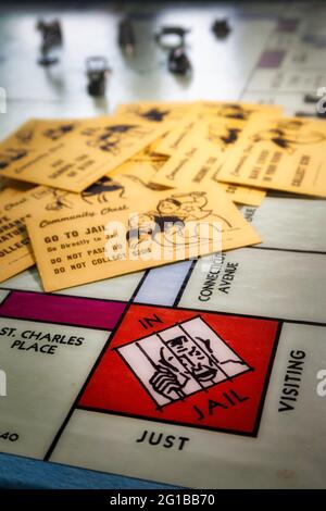 Monopoly Brettspiel ist ein beliebtes internationales Immobilienhandelsspiel, USA Stockfoto