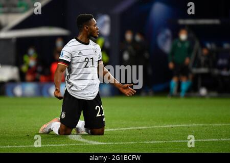 Ljubljana, Slowenien. Juni 2021. Fußball, U-21 Männer: Europameisterschaft, Portugal - Deutschland, Endrunde, Finale im Stadion Stozice. Ridle Baku (Deutschland) reagiert. Kredit: Marton Monus/dpa/Alamy Live Nachrichten Stockfoto