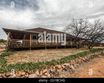 Das Äußere der erhaltenen Museumshütte Kentucky Camp, Sonoita, Arizona, USA Stockfoto