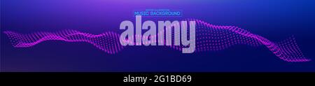 Violetter Musikhintergrund. Abstrakter Hintergrund blau. Equalizer für Musik, zeigt Schallwellen. Abbildung EPS 10. Stockfoto
