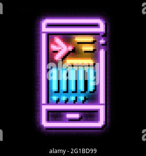 Fluginformationen auf dem Telefon Neon leuchten Symbol Illustration Stock Vektor
