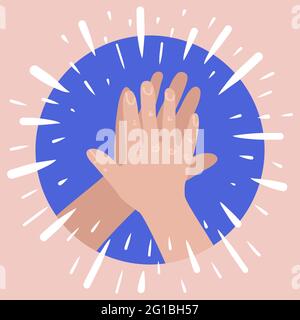 Hohe fünf Hände. Zwei Hände geben hohe fünf. Erfolg Teanwork-Konzept. Stock Vektor
