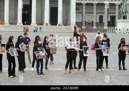 Napoli, Italien. Juni 2021. Die INTERNATIONALE Veranstaltung NARD (National Animal Rights Day) zum Gedenken an das Leben von Tieren, die Opfer des Sklavensystems wurden. (Foto: Salvatore Esposito/Pacific Press) Quelle: Pacific Press Media Production Corp./Alamy Live News Stockfoto