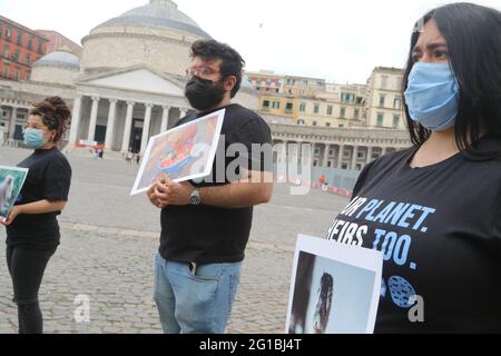 Napoli, Italien. Juni 2021. Die INTERNATIONALE Veranstaltung NARD (National Animal Rights Day) zum Gedenken an das Leben von Tieren, die Opfer des Sklavensystems wurden. (Foto: Salvatore Esposito/Pacific Press) Quelle: Pacific Press Media Production Corp./Alamy Live News Stockfoto