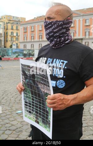 Napoli, Italien. Juni 2021. Die INTERNATIONALE Veranstaltung NARD (National Animal Rights Day) zum Gedenken an das Leben von Tieren, die Opfer des Sklavensystems wurden. (Foto: Salvatore Esposito/Pacific Press) Quelle: Pacific Press Media Production Corp./Alamy Live News Stockfoto