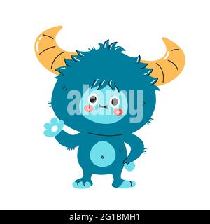 Niedliche lustige Yeti Monster Charakter. Vektor Hand gezeichnet Cartoon kawaii Charakter Illustration Symbol. Isoliert auf weißem Hintergrund. Yeti, Bigfoot Baby Cartoon Charakter Konzept Stock Vektor