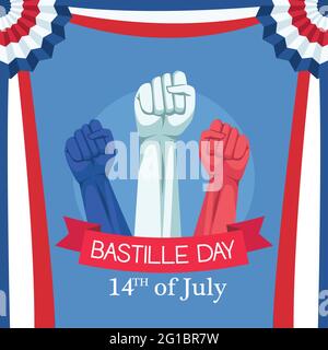 bastille-Tageskarte Stock Vektor