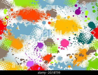 Der Hintergrund besteht aus bunten Farbflecken. Vektorgrafik Stock Vektor