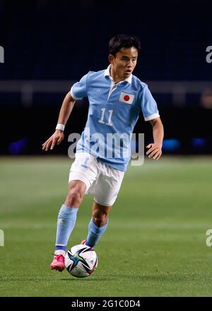 Fukuoka, Japan. Juni 2021. Takefusa Kubo (JPN) Fußball: Internationales Freundschaftsspiel zwischen Japan 6-0 Ghana im Best Denki Stadium in Fukuoka, Japan. Quelle: AFLO/Alamy Live News Stockfoto