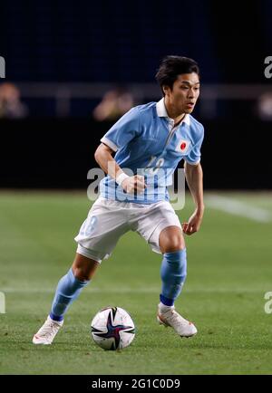 Fukuoka, Japan. Juni 2021. Ryotaro Meshino (JPN) Fußball: Internationales Freundschaftsspiel zwischen Japan 6-0 Ghana im Best Denki Stadium in Fukuoka, Japan. Quelle: AFLO/Alamy Live News Stockfoto