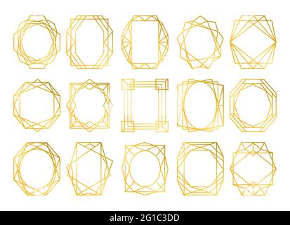 Kartendesign geometrische goldene Rahmen Stock Vektor