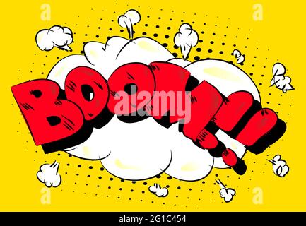 Boom - Comics Wort. Vektor Retro abstraktes Comic-Sprechblase, Wording Sound-Effekt, Cartoon-Stil Text Typografie Design für Hintergrund. Stock Vektor