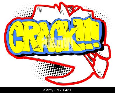 Crack - Comics Wort. Vektor Retro abstraktes Comic-Sprechblase, Wording Sound-Effekt, Cartoon-Stil Text Typografie Design für Hintergrund. Stock Vektor