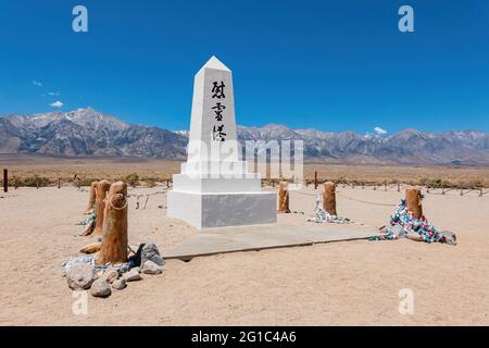 Manzanar Friedhof der Manzanar National Historic Site in Kalifornien Stockfoto