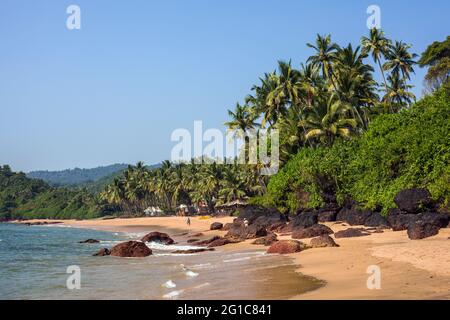 Cola (Khola) Beach (auch bekannt als Secret Beach), Canacona, Goa, Indien Stockfoto