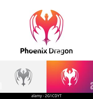 Fire Phoenix Bird Dragon Wings Logo-Symbol Stockfoto