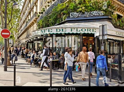 FRANKREICH. PARIS (75) QUARTIER LATIN. SAINT GERMAIN BOULVARD. CAFE DE FLORE Stockfoto