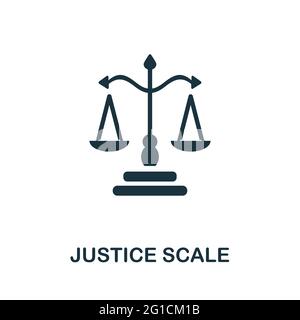 Symbol für die Justizskala. Monochromes einfaches Element aus der Bürgerrechtskollektion. Creative Justice Scale Symbol für Webdesign, Vorlagen, Infografiken und Stock Vektor