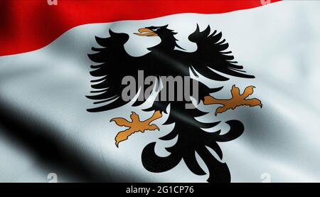 3D Illustration einer wehenden Schweizer Regionalflagge von Aarau Stockfoto