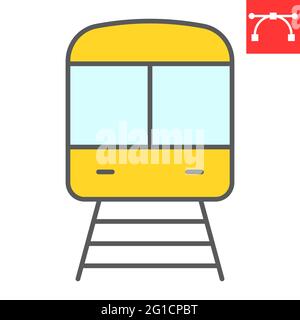 Zug Farblinie Symbol, Transport und Fahrzeug, Zug Vektor-Symbol, Vektorgrafiken, editierbare Kontur gefüllt Umrisszeichen, eps 10 Stock Vektor