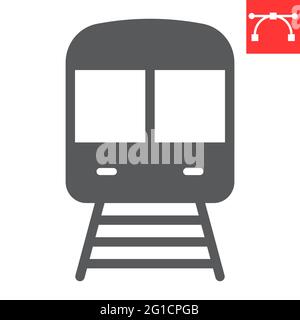 Zug Glyphe Symbol, Transport und Fahrzeug, Zug Vektor-Symbol, Vektorgrafiken, editierbare Kontur solid-Zeichen, eps 10 Stock Vektor