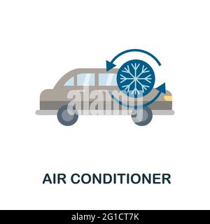 Symbol für „Klimaanlage flach“. Farbe einfaches Element aus Auto servise Sammlung. Creative Air Condition Symbol für Web-Design, Vorlagen, Infografiken und Stock Vektor