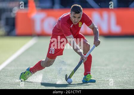 06-06-2021: Hockey EK: Spanje V Rusland: Amstelveen AMSTELVEEN, NIEDERLANDE - 6. JUNI: Ilfat Zamalutdinov von Russland während der Eishockey-Europameisterschaft Stockfoto