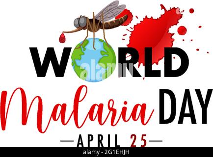 World Malaria Day Logo oder Banner mit Mückenabbildung Stock Vektor