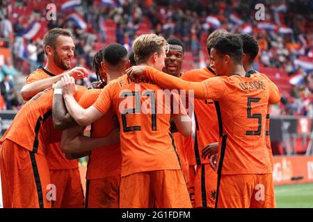 Niederländische Spieler beim Freundschaftsspiel Niederlande gegen Georgien:am 6. Juni 2021 im FC Twente Stadion in Enschede, Niederlande Foto von SCS/Soenar Chamid/AFLO (HOLLAND OUT) Stockfoto