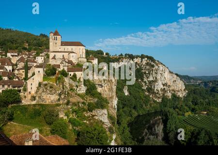 Saint-Cirq-Lapopie, Les Plus Beaux Villages de France, On the Lot, Departement Lot, Midi-Pyrenees, Frankreich Stockfoto