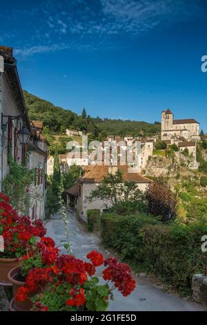 Saint-Cirq-Lapopie, Les Plus Beaux Villages de France, On the Lot, Departement Lot, Midi-Pyrenees, Frankreich Stockfoto