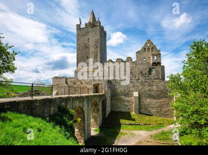 Burgruine Rudelsburg bei Bad Koesen, Naumburg, Sachsen-Anhalt, Deutschland Stockfoto