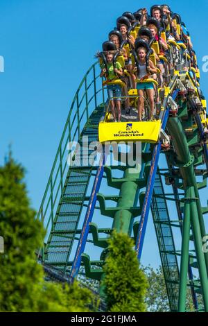 Canada's Wonderland ist ein 330 Hektar großer Freizeitpark, der erste große Freizeitpark in Kanada und nach wie vor der größte des Landes. Stockfoto