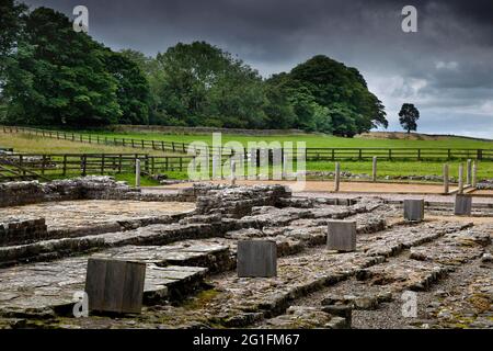 Hadrianmauer, Hadrianmauer, Römisches Grenzbefestigungssystem, Britannischer Limes, Festung, Ruine, Festung Birdoswald, Gilsland, Brampton, City of Stockfoto