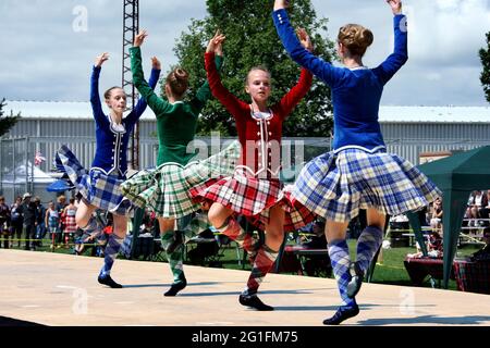 Highlandgames, Highland Games, Highland Dance, Highland Dance, Tartan, Plaid, Schottland, Nordamerika, Amerika, Großbritannien, Kanada Stockfoto