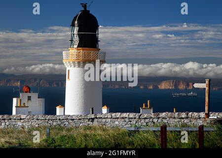 Leuchtturm, Dunnet Head, Nordküste, Highlands, Highland, Schottland, Großbritannien Stockfoto